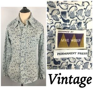 VINTAGE Mike Weber Bird Print Blouse shirt sz 5/6